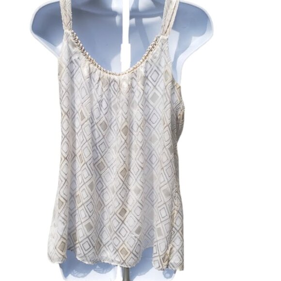 WHITE HOUSE BLACK MARKET WHBM Diamond Burnout Shell Top S - Picture 1 of 3